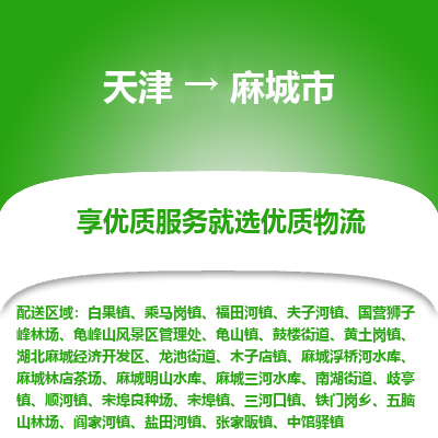 天津到麻城市物流专线-物流专线量大价优「费用价格」