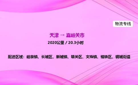 天津到嘉峪关市物流专线-【快速安全的】天津至嘉峪关市货运公司