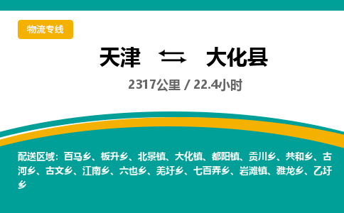 天津到大化县物流公司-天津至大化县专线「日用品运输专线」