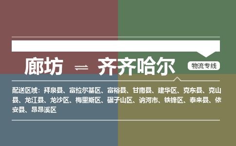 廊坊到齐齐哈尔物流专线-廊坊至齐齐哈尔货运公司【装饰材料运输专线】