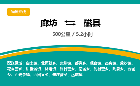 廊坊到磁县物流专线-廊坊至磁县货运公司【装修材料运输专线】